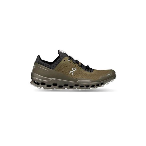 Tenis-on-running-cloudultra-masculino-olive-eclipse-para-trilha-perfil-solo