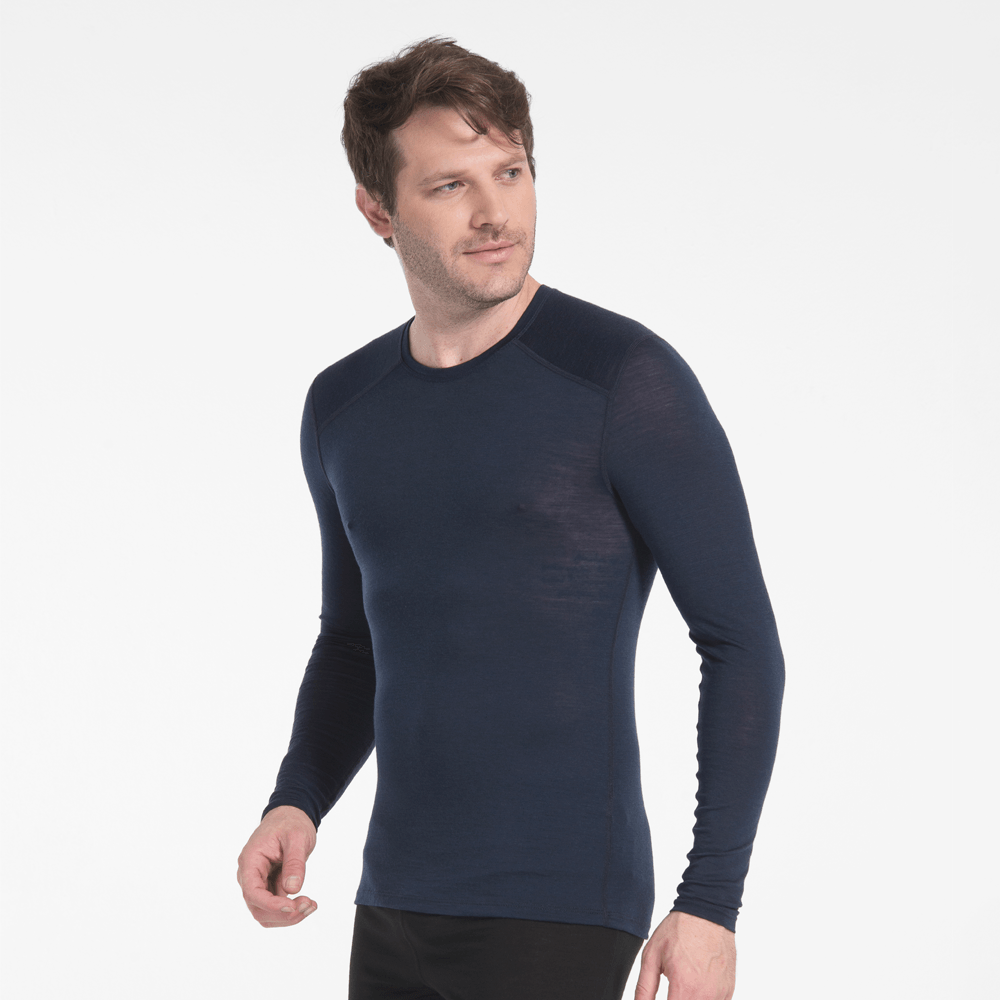 Blusa Segunda Pele Termica Essential Merino Crew Masculina Azul Marinho Solo lojasolo